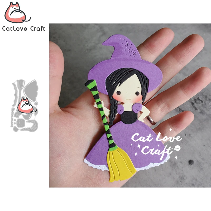 Catlove Halloween Hexe Metall-Stanzformen, Scrapbooking-Form, Schablone, gestanzte Kartenherstellung, DIY-Handwerk, Prägung, neue Stanzformen für 2020
