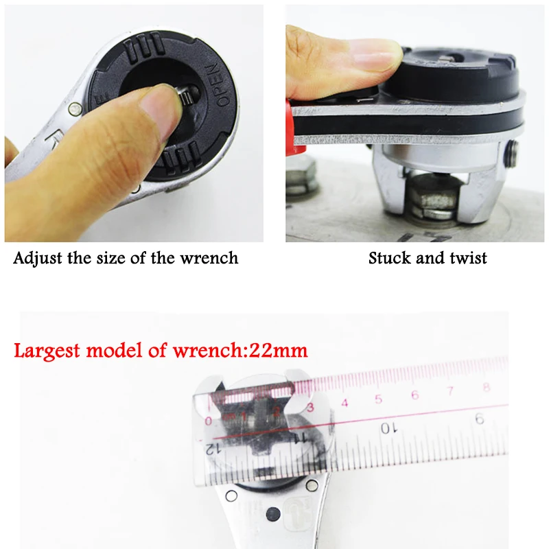 Chiave a cricchetto regolabile con chiave dinamometrica 6-22mm con impugnatura antiscivolo, strumento di riparazione chiave a cricchetto per tubo idraulico 1/4-7/8 pollici