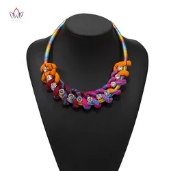 2022 Mới Ankara Dây Vòng Cổ In Châu Phi Dân Tộc Handmade Trang Sức Châu Phi Vải Trang Sức Nữ Dây Chuyền Vòng Cổ WYB548