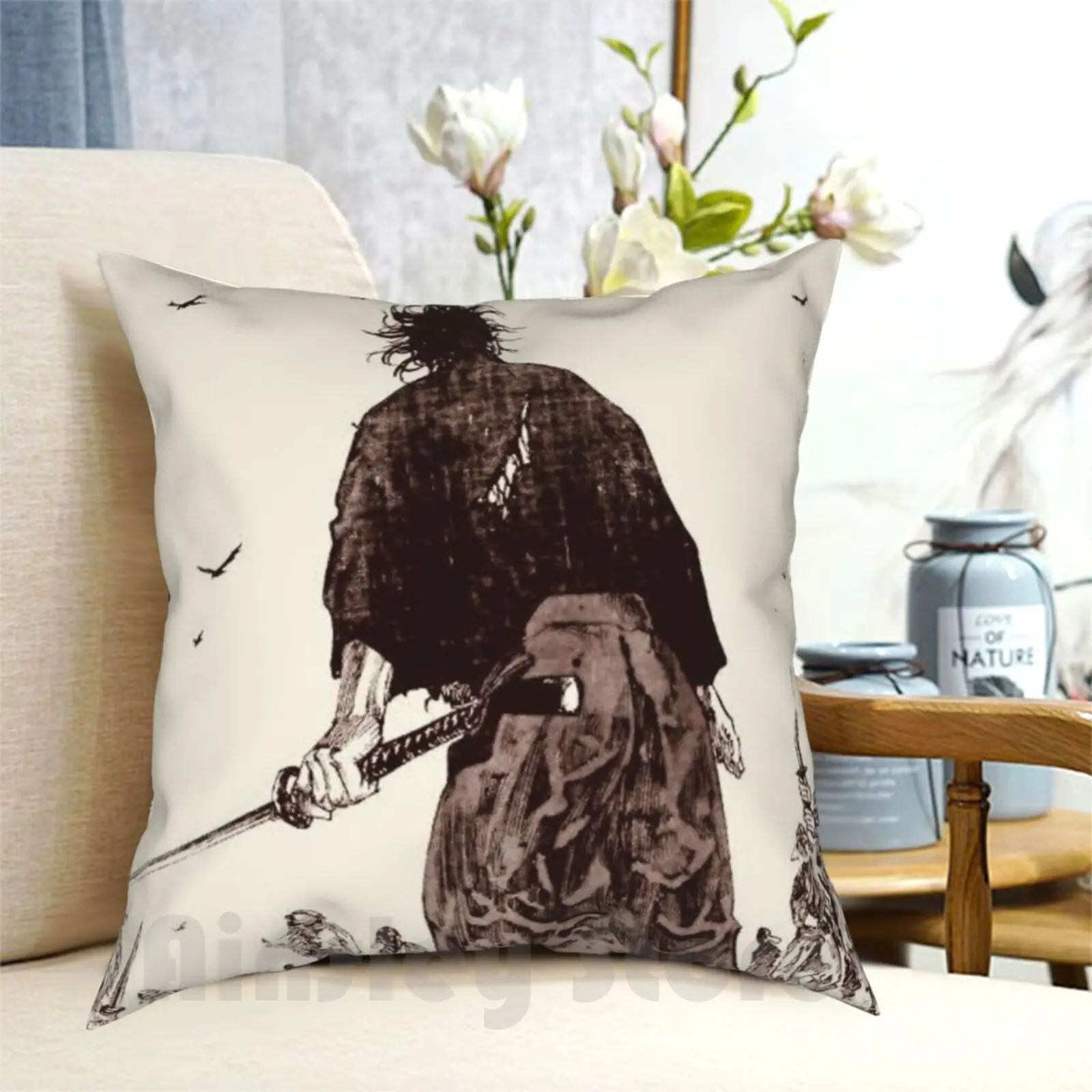 Vagabond-/ Ronin Free For All Pillow Case Printed Home Soft Throw Pillow Vagabond Anime Manga Sword Fight Free For All