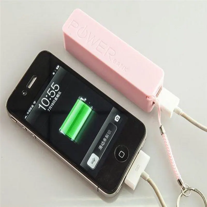 Portable 2600mAh USB External Power Bank Case Pack Box 18650 Battery Charger No Battery Powerbank With Key Chain