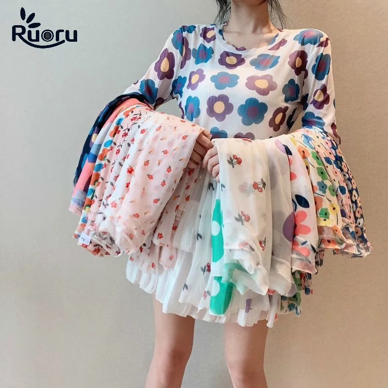 Ruoru Korean Style Kawaii Mesh Top Under Shirt New Harajuku Aesthetic Cute Ladies Tops T Shirt Long Sleeve Mesh Top Dropshipping