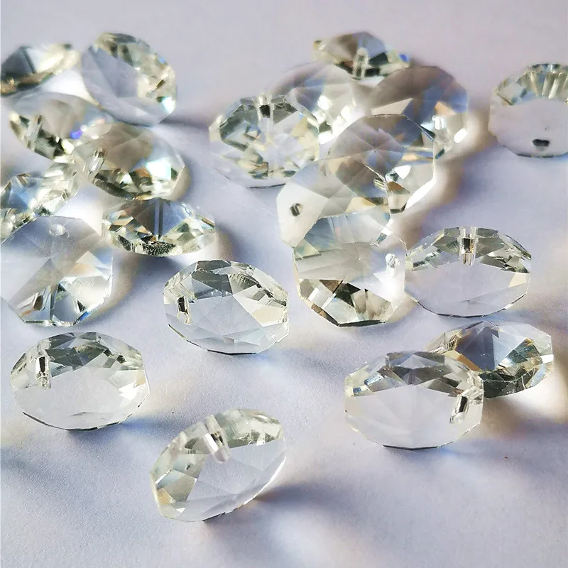 Top Quality 2000pcs/lot /14mm Clear K9 Crystal Glass Octagon Beads With 1Hole For Chandelier Accessories Diy Suncatchers Stones