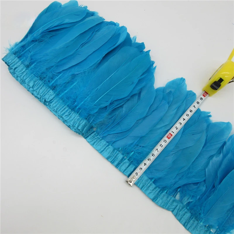 2 متر/وحدة أعلى الطبيعية أوزة ريشة تقليم هامش 15-20 سنتيمتر مصبوغ الأسود ريشة الشريط للحرف الشريط للتنورة DIY بها بنفسك ديكور