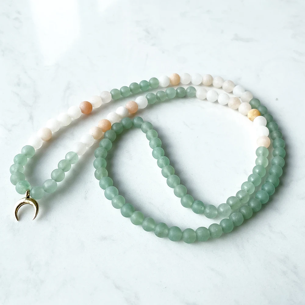 Ruberthen 6 mm Mix Aventurine 108 Mala Bracelet New Design Women`s Gemstone Bracelet High Quality Yoga Spiritual Mala Jewelry