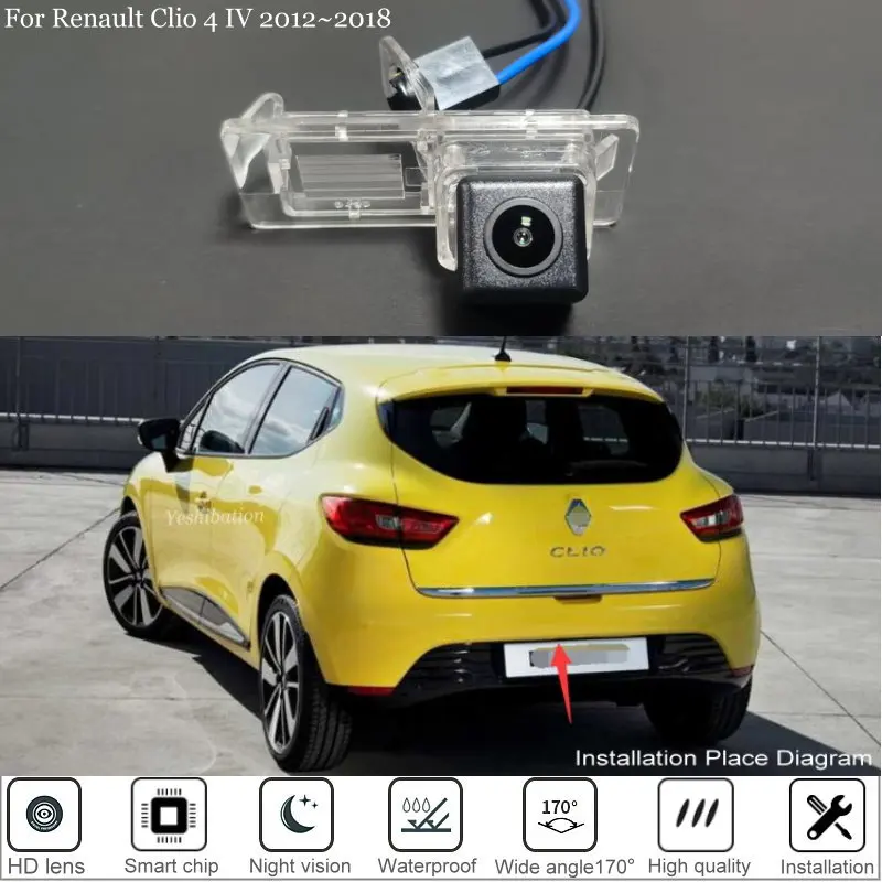 Yeshibation Rear View Camera For Renault Clio 4 IV 2012 2013 2014 2015 2016 2017 2018 HD CCD Night Vision Back Up Parking Camera