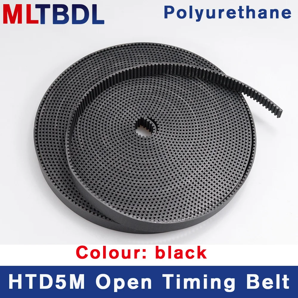 

10meters HTD5M timing belt Width 15 20 30 40mm Color White Black PU Polyurethane with steel core HTD 5M open Synchronous pulley