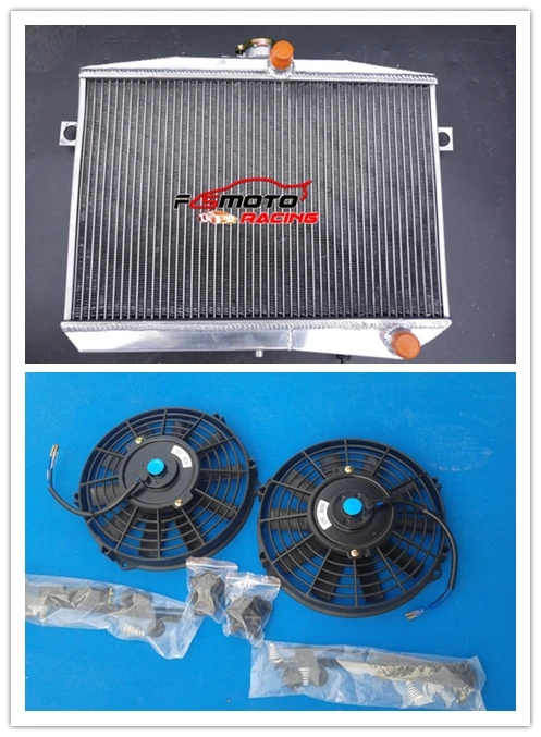 

Aluminum Radiator + Fan Racing For Volvo Amazon P1800 B18 B20 Engine GT MT 1959-1970 69 68 67 66 65 66