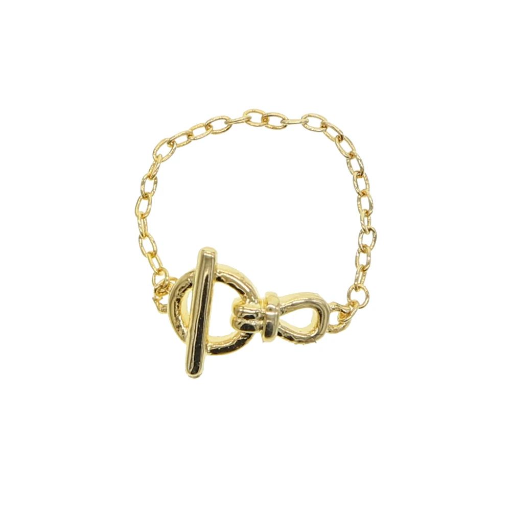 yellow Gold Color Plating Chain Shape RING Unisex Vintage Gothic Chunky Midi Ring Antique Jewelry Accessory