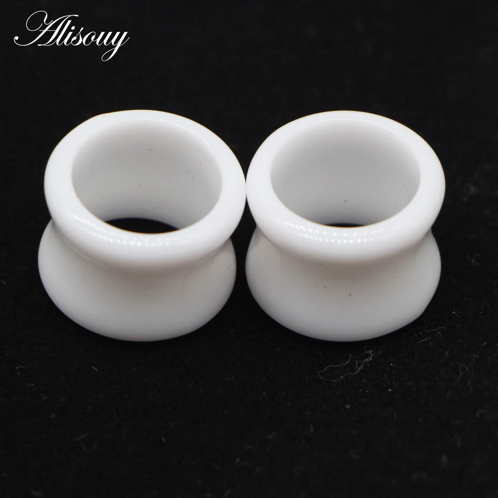 Alisouy 2pcs Black White Acrylic Hollow Punk Ear Tunnel Plugs Piercing Double Flared Earring Gauges 4mm-22mm For Unisex Jewelry