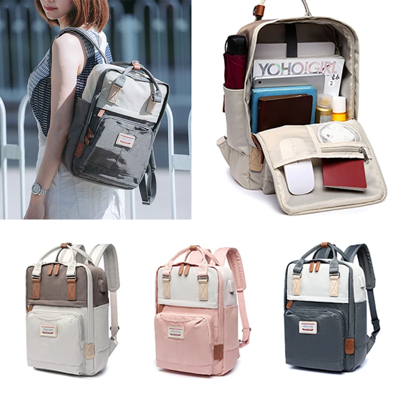 New Women Backpack Fashion Contrast Color Laptop Backpacks Travel Backbag Cute School Waterproof Rucksack bag For Student Girl