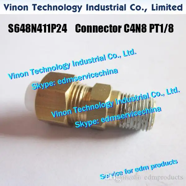 (2pcs/bag) S648N411P24 edm Connector C4N8 PT1/8 for BA8,BA24 34.054.001 2210000769. S648N412P14 Water Pipe Fitting L4