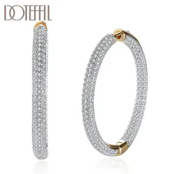 Серьги-кольца женские DOTEFFIL из серебра 925 пробы, золото 18 карат/розовое золото, циркон AAA