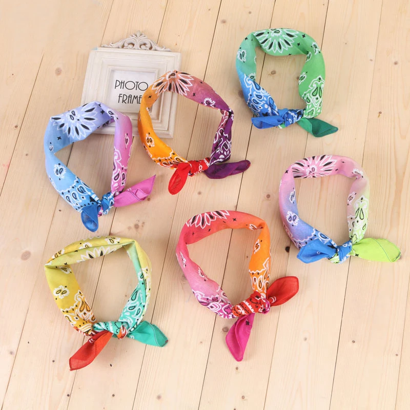 Nhiều Màu Sắc Khăn Tay Họa Tiết Paisley Đính Nơ-THUỐC NHUỘM Chủ Đề Bandanas Nữ Nữ Cổ Cotton Khăn Trùm Đầu Khăn Tay Vuông 55Cm X 55Cm 1 bộ