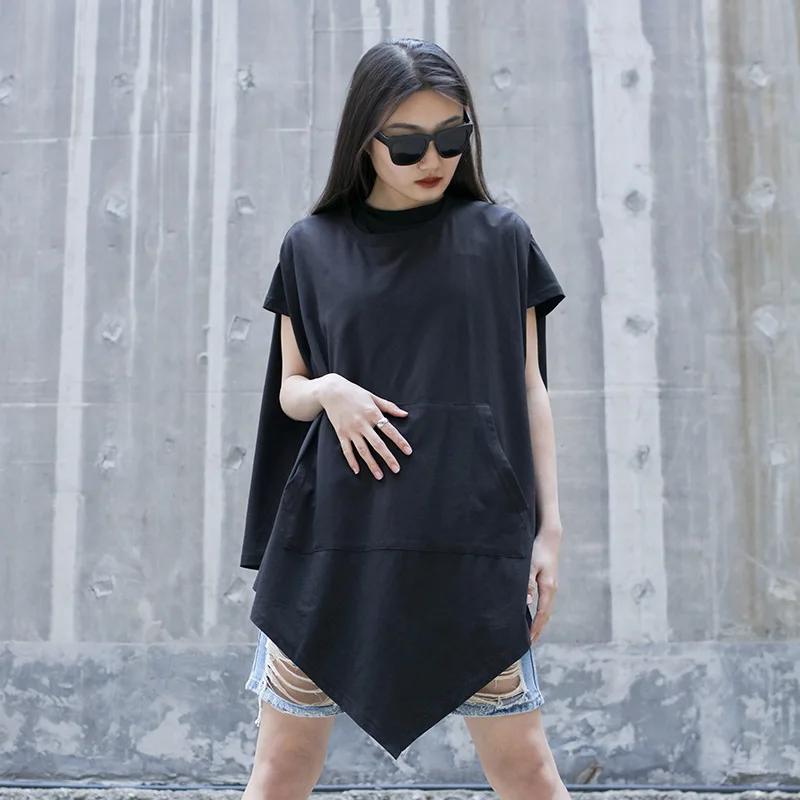 

Women's Short Sleeved New Summer Style Yamamoto Dark Loose Personality Irregular Bat Sleeve T-Shirt