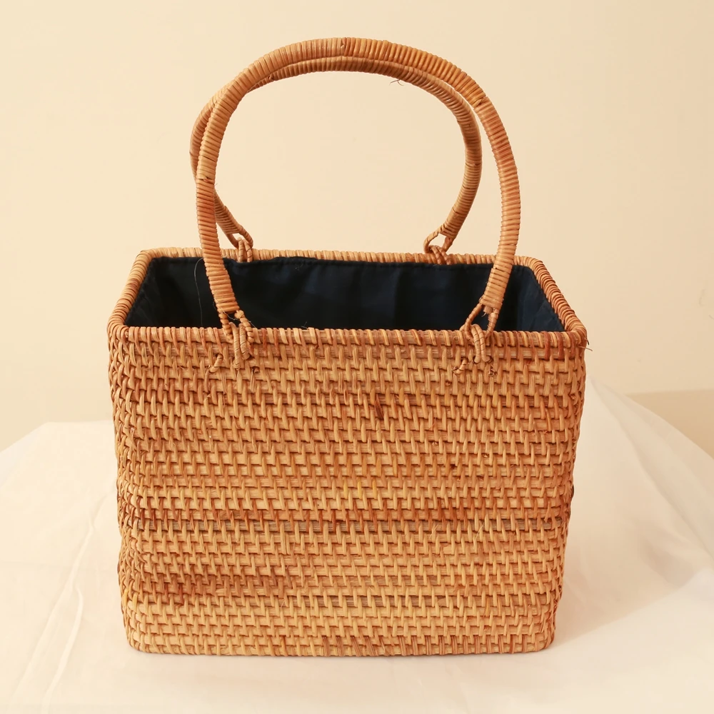 Bolsas de ombro de palha artesanais para mulheres, bolsas de tecido feminino, bolsas de praia K7867, verão