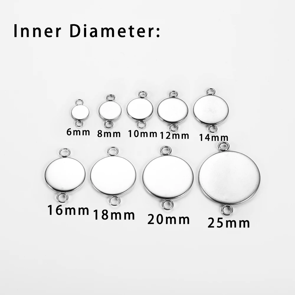 20pcs/Lot Stainless Steel Cabochon Blanks Setting 6-25mm Base Tray Bezels Blank For DIY Bracelet pendant Jewelry Making Supplies image 3