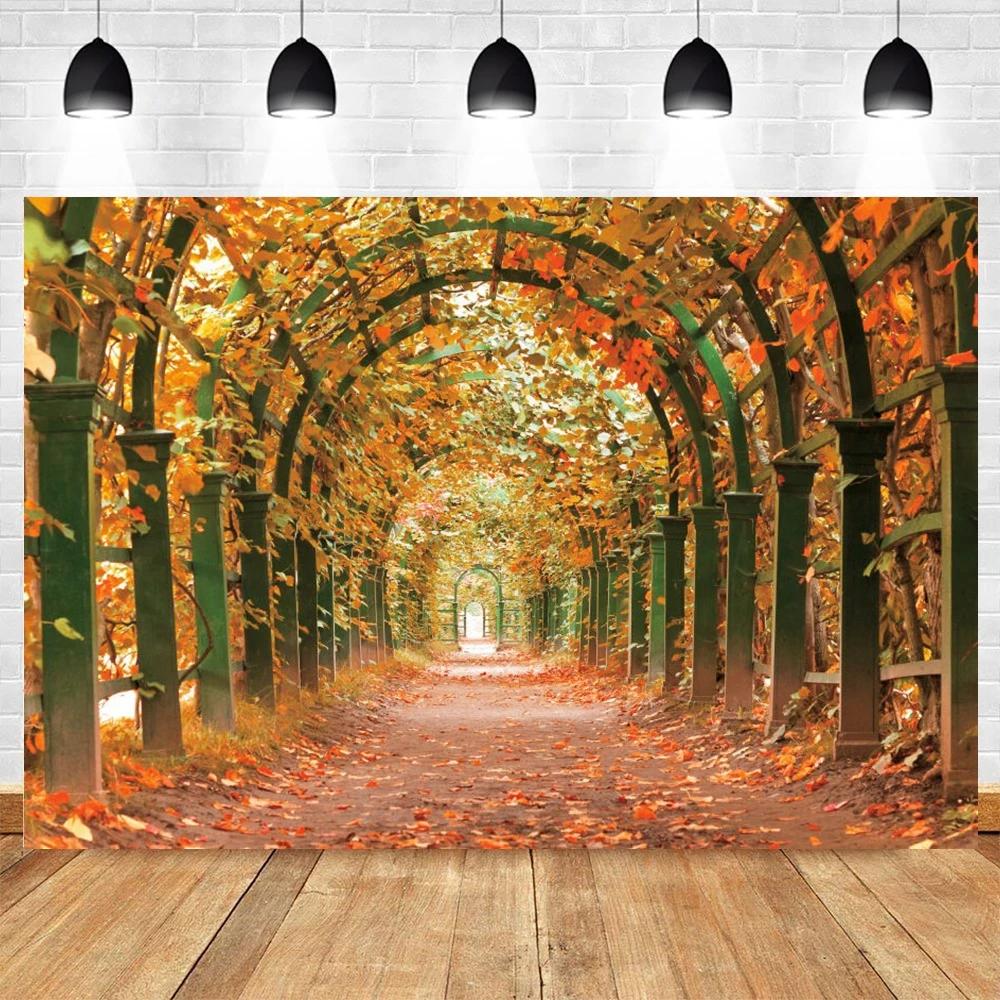 

Autumn Park Garden Fallen Leaves Natural Scenery Scene Wedding Backdrop Photography Background Vinyl Photophone Photocall Props