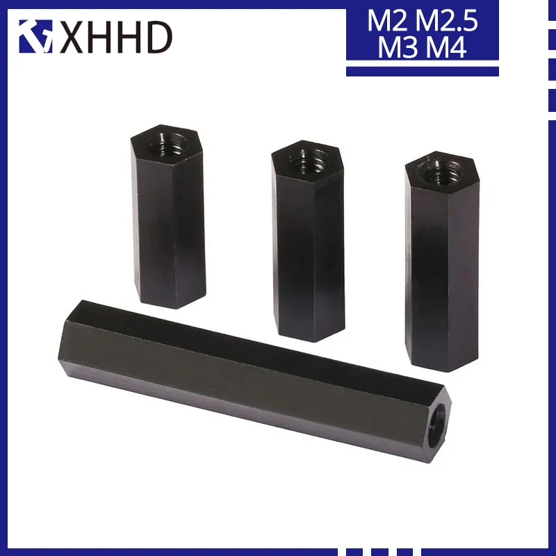 M2 M2.5 M3 M4 PCB Spacer Nylon Black Hex Female Standoff Nylon Double Pass Plastic Hexagon Thread PCB Motherboard Spacer