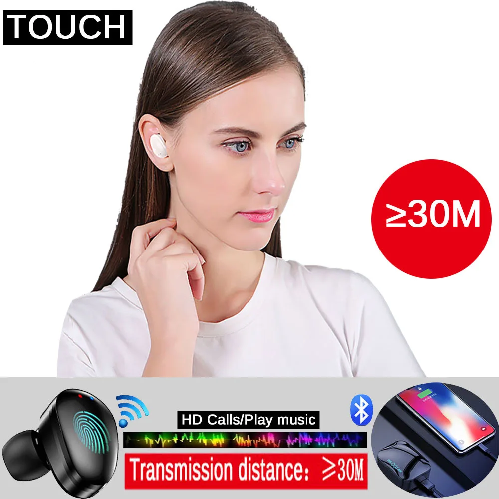 TWS X7 2200mAh Bluetooth wireless headset, built-in HD stereo headset with touch control, noise-canceling and 30M distance video