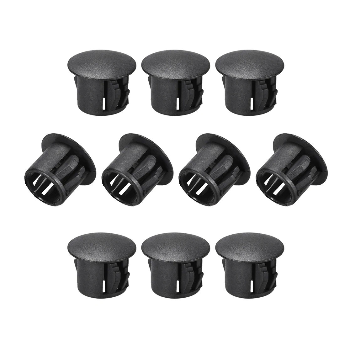 10Pcs Mounting 10mm x 11mm Black Plastic Hole Plug Snap-on Cover Hole Nylon Plugs Caps Round Snap Panel Locking Hole Plugs Cover