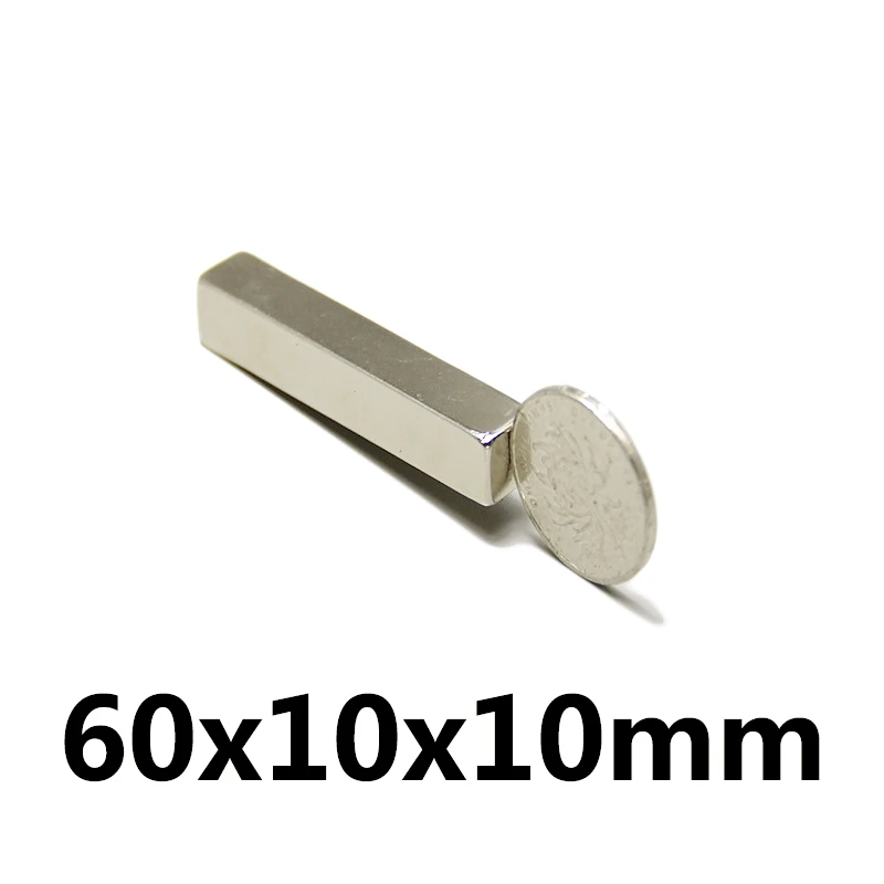 1/2/3PCS 60x10x10mm NdFeB Super Strong Neodymium Magnets Block Permanent Magnet 60x10x10 mm N35 Powerful Magnetic 60*10*10mm