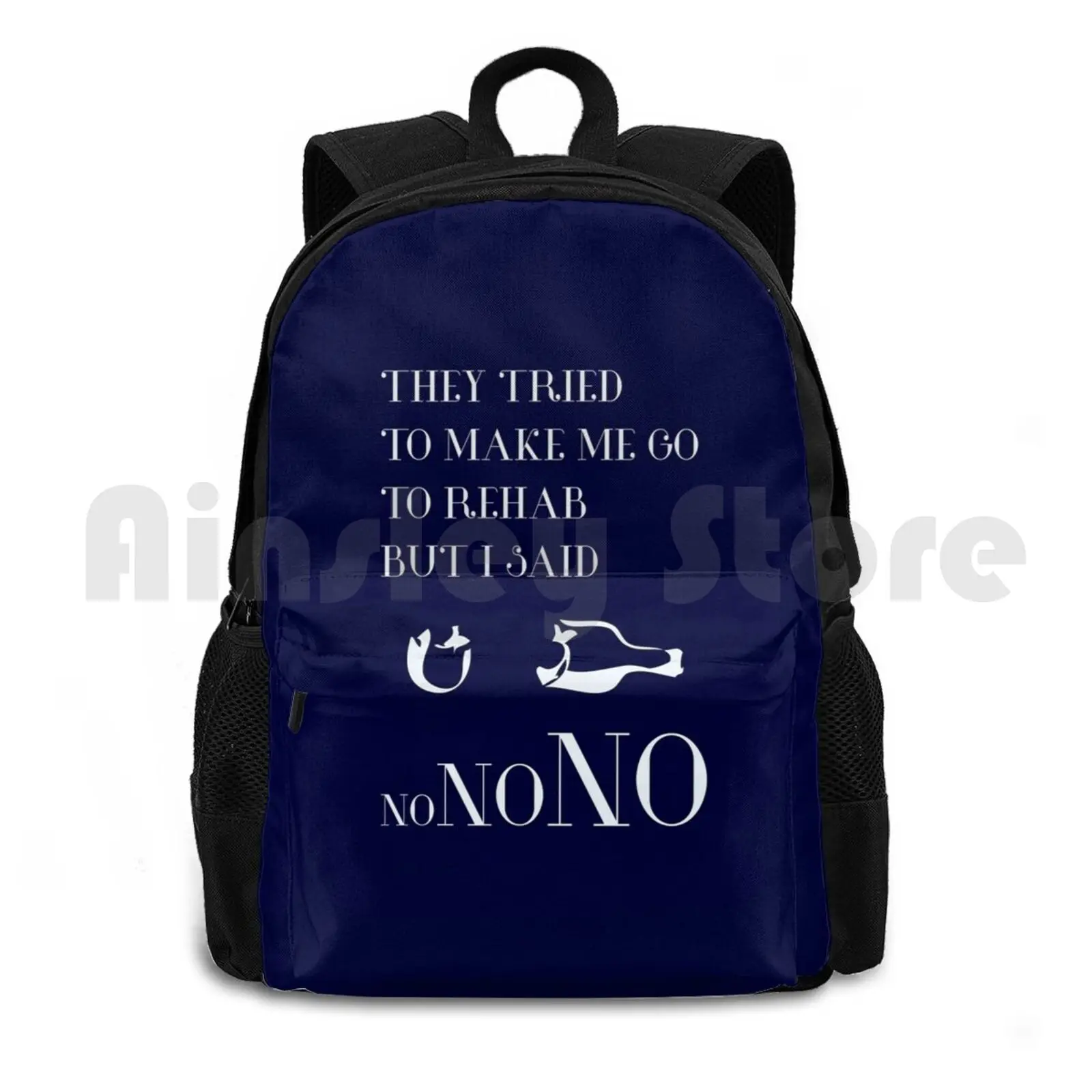 Rehab Outdoor Hiking Backpack Riding Climbing Sports Bag Amy Winehouse Music Minimalist Rehab Lyric R B