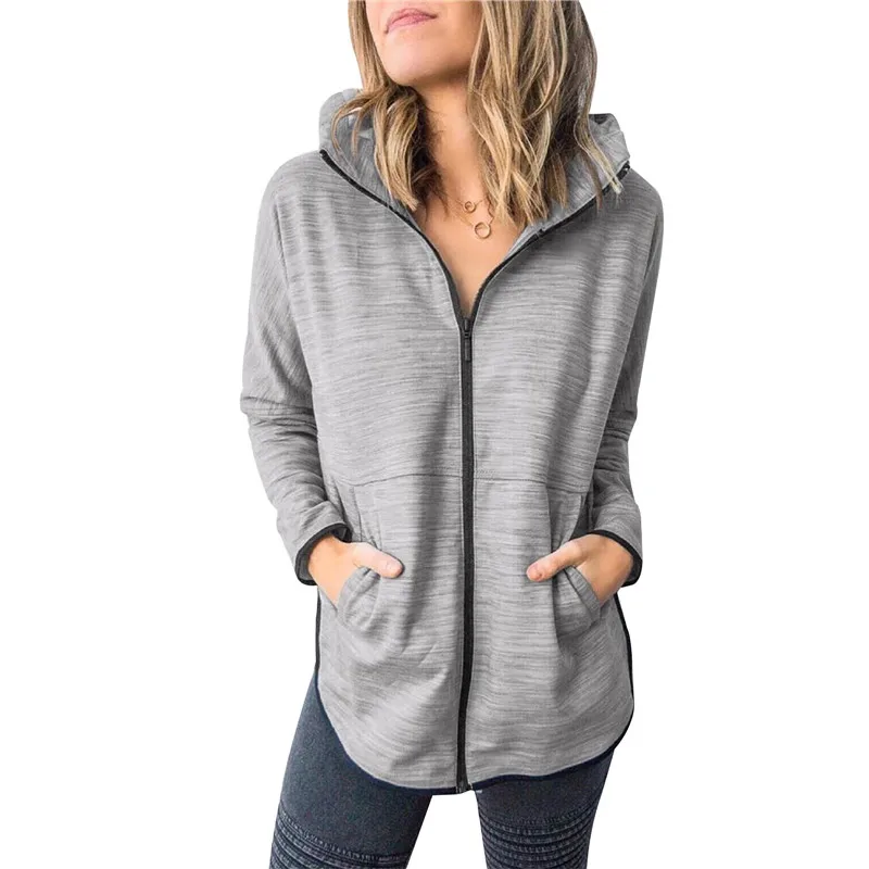 Sweat-shirt à capuche avec fermeture éclair pour femmes, manteau de loisirs en mélange de coton, pour Jogging, automne et hiver, 1 pièce