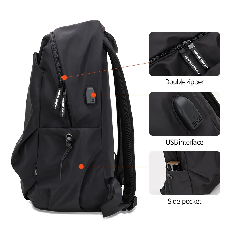 Heroic Knight Men Fashion Backpack 15.6inch Laptop Backpack Men Waterproof Travel Outdoor Backpack School Teenage Mochila Bag