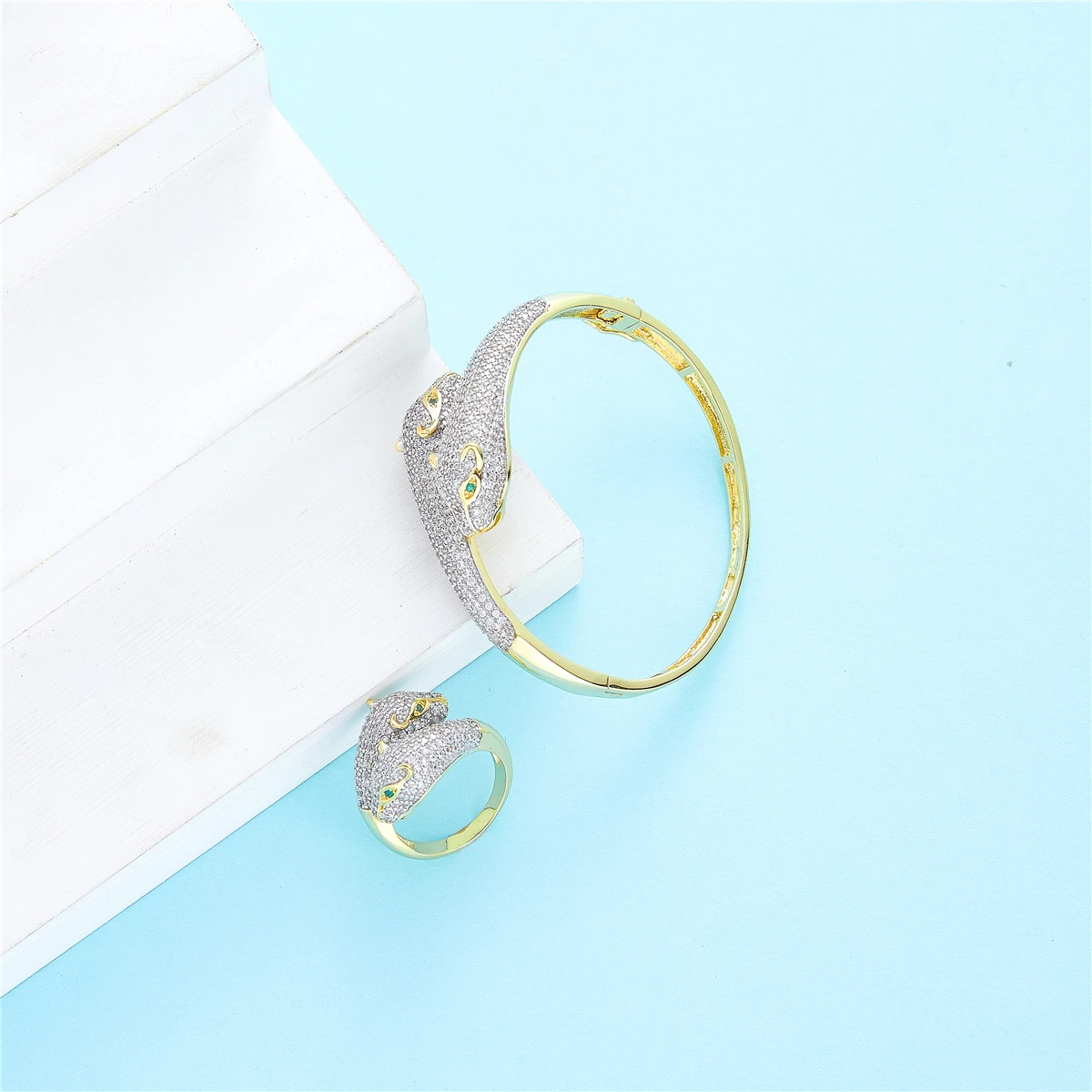 2021 May Fashion jewelry set gold color bangle ring for women brida jewelry set gold color animal jewelry set