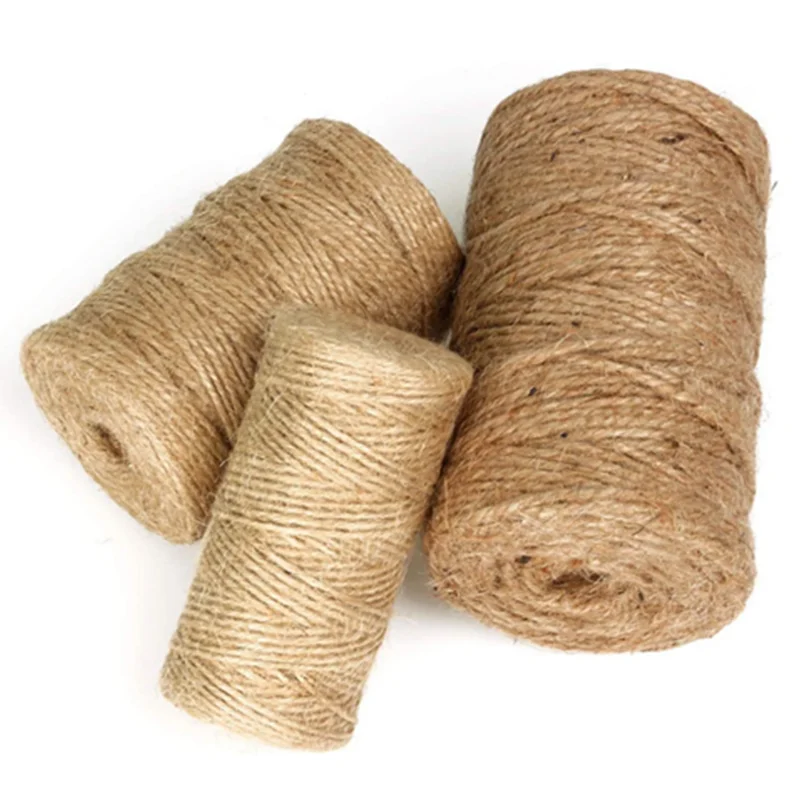 30/50/80/100Meters Natural Vintage Jute Rope Cord String Twine Burlap Ribbon Crafts Sewing DIY Jute Wedding Party Decoration