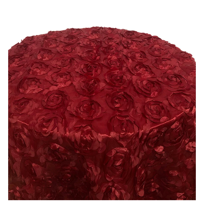 Wedding Tablecloth Embroidery Rosette Flower 3D Rectangle Stain Table Cover Overlay Hotel Banquet Party Decoration Christmas