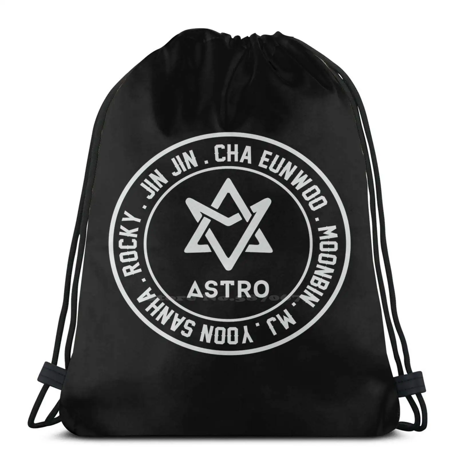 Astro Member-mochila plateada para estudiante, bolsa de viaje con cordón para ordenador portátil, Astro Cha, Eunwoo, Yoon, Sanha, Rocky, Jin, Moonbin