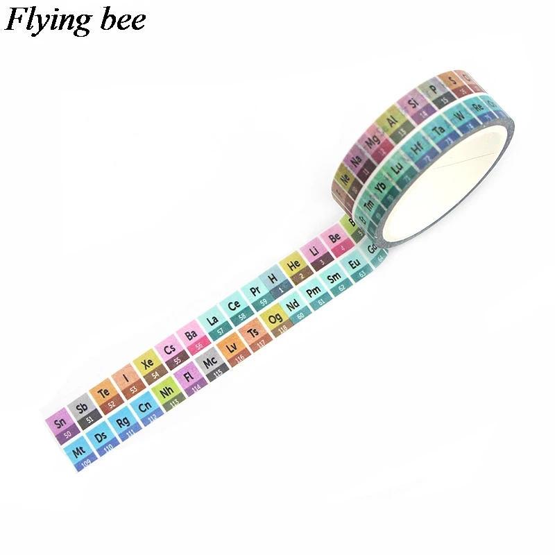 Flyingbee 15mmX5m Paper Washi Tape periodic table of the elements Adhesive Tape DIY Scrapbooking Sticker Tape X0599