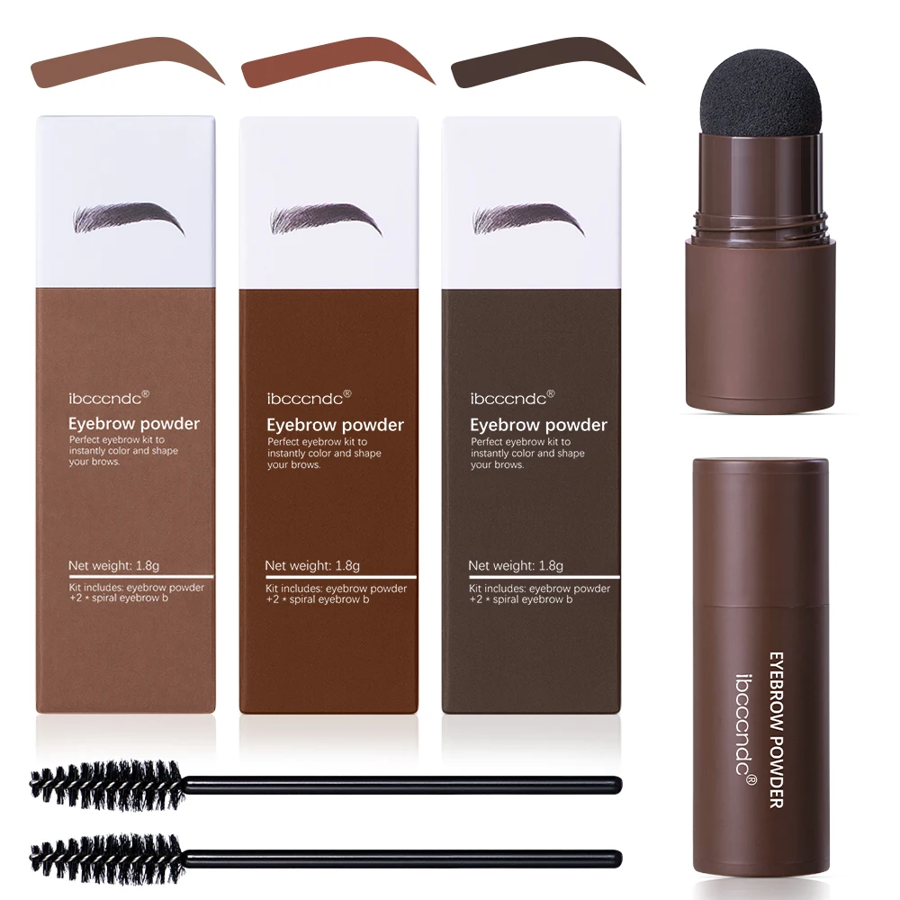 Professional One Step Eyebrow แสตมป์ Shaping Kit Eye Brow Stamp แต่งหน้าชุด2แปรงสีน้ำตาล Eyebrow Powder Seal