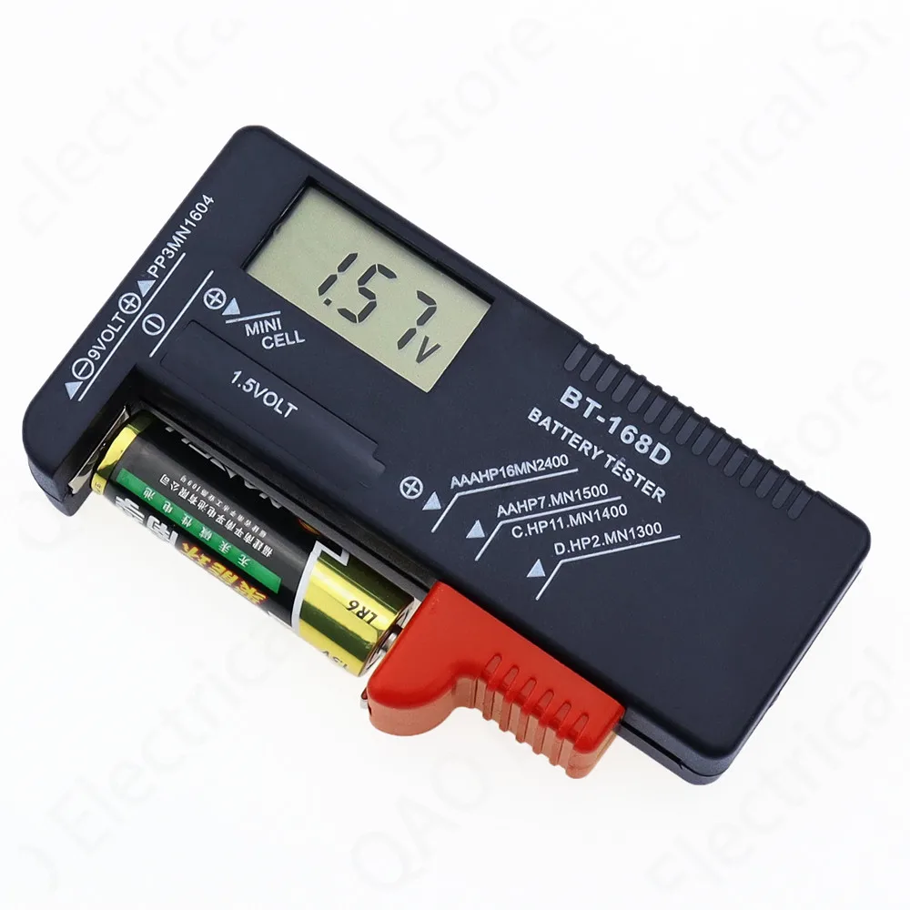 BT168D Digital Battery Capacity Tester LCD BT-168D Checker for 9V 1.5V AA AAA Cell C D Batteries