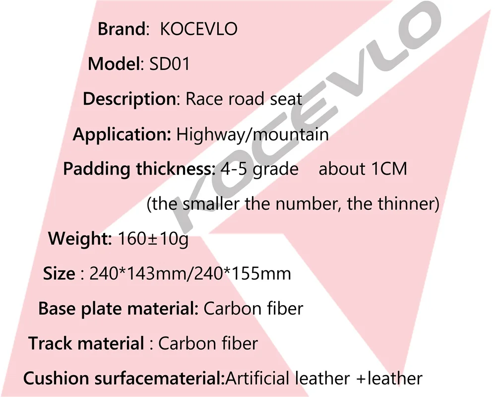 KOCEVLO Pu+carbon fiber saddle road mtb mountain bike bicycle saddle for man cycling saddle trail comfort races seat red white
