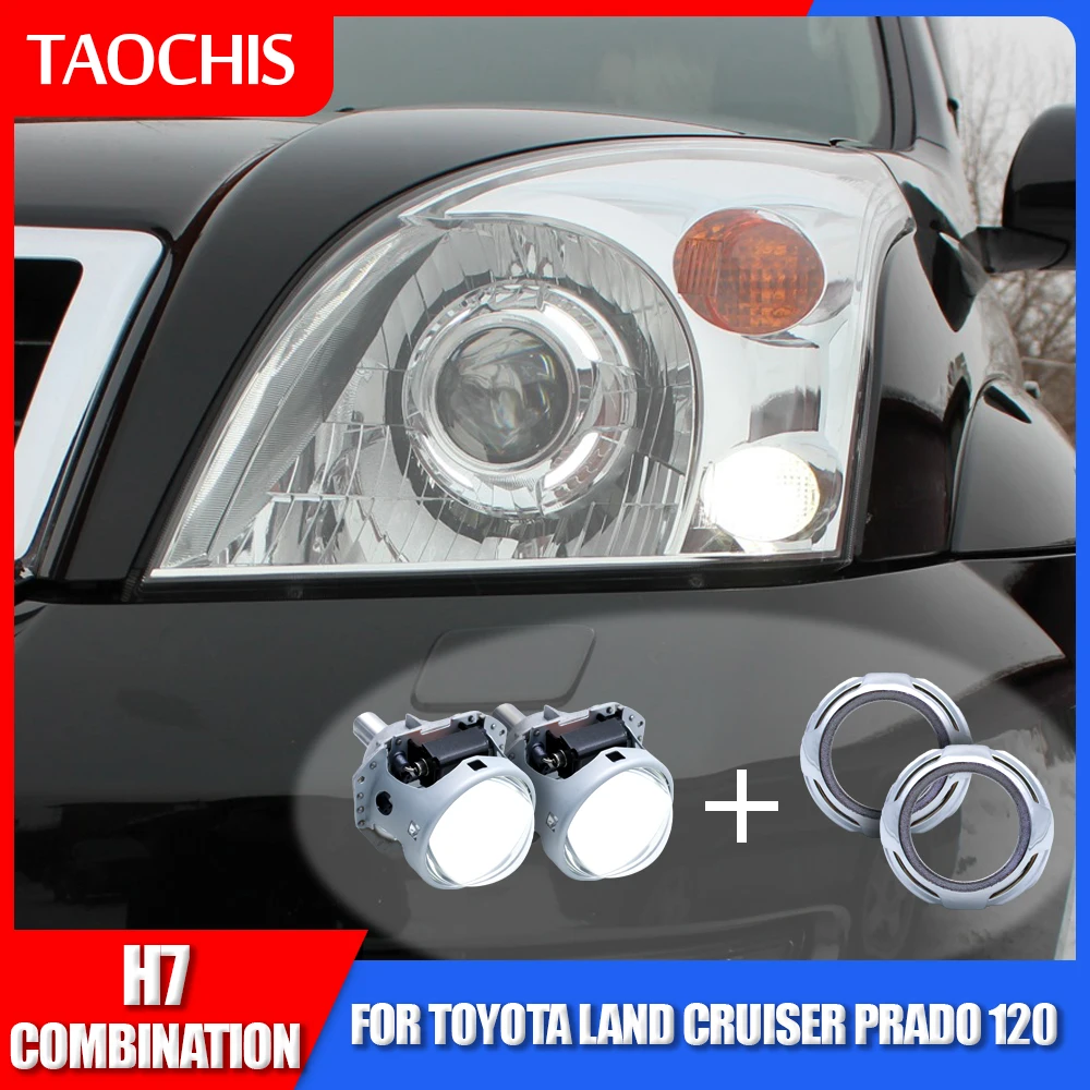 TAOCHIS 3.0Inch Hella H7 Bi-xenon Projector Lens with Lens Shroud Combination for Toyota Land Cruiser Prado120 CarLight Retrofit