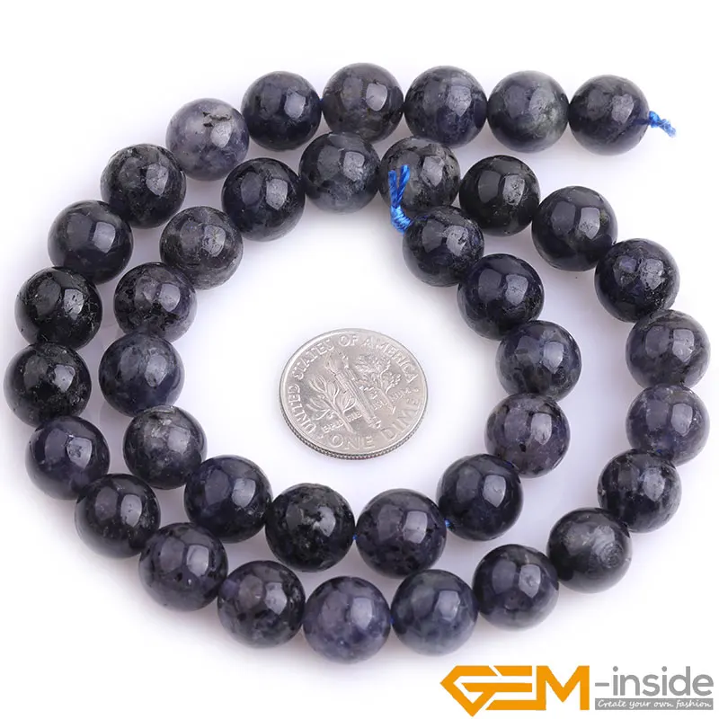 AAA Sapphires Blue Natural Stone Cordierite/Iolite/Dichroite Round Loose Spacer Beads For Jewelry Making Strand 15 Inch 6 8 10mm