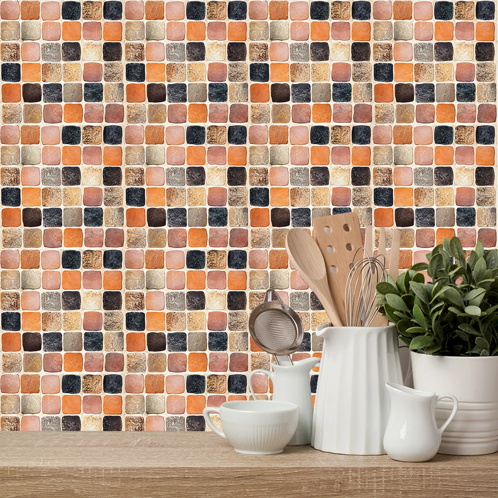 Boho Style Mosaic Frosted Kitchen Stickers Home Decor For Bathroom Table Floor PVC Wallpaper Self-adhesive Waterpoof Wall Poster
