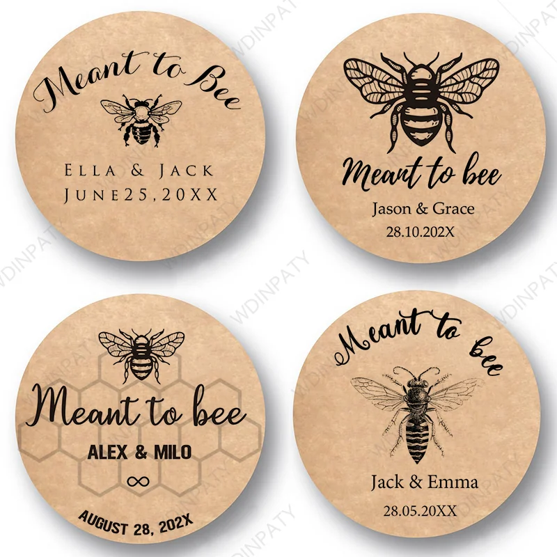 Personalized Meant To Bee Labels Honey Wedding Favors  Stickers Custom Text Marriage Labels  Glossy/Kraft Paper