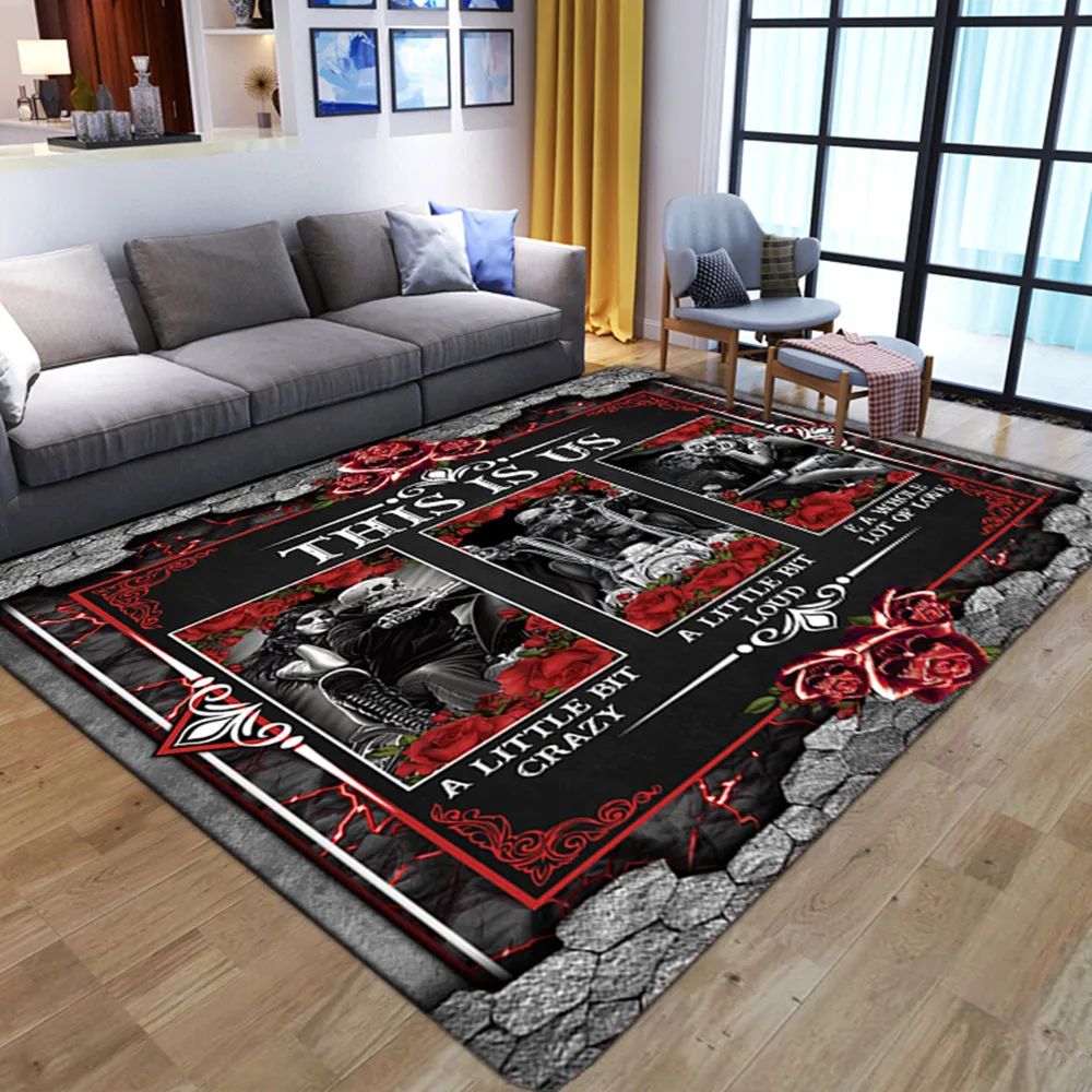 Creative Pattern Horrible Skull Carpets Soft Halloween Decor Mat Living Room Bedroom Bedside Entrance Doormat Floor Non-slip Rug