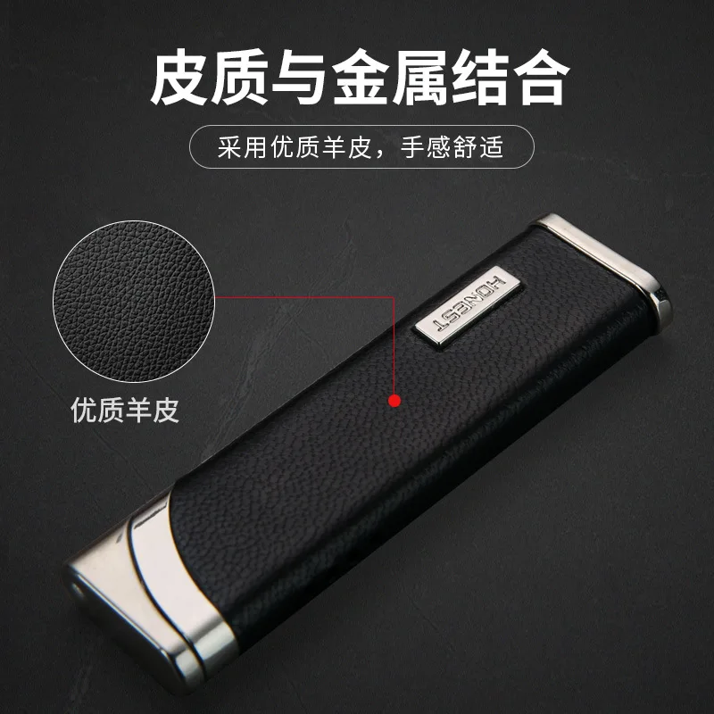 Baicheng Creative Metal Ultra-thin Windproof Lighter Boutique Leather Men and Women Cigarette Case Inflatable Lighter Gadget