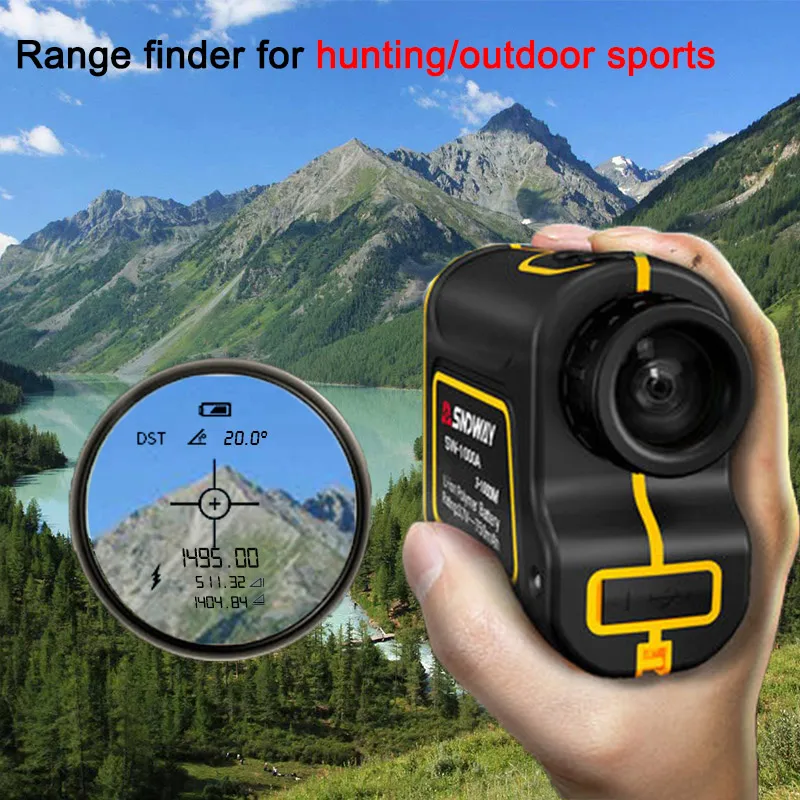 Sndway Rangefinder for Hunting Golf Laser Range finder 1000/1500M Golf Distance Meter Hunting Telemeter Roulette with Flag-Lock