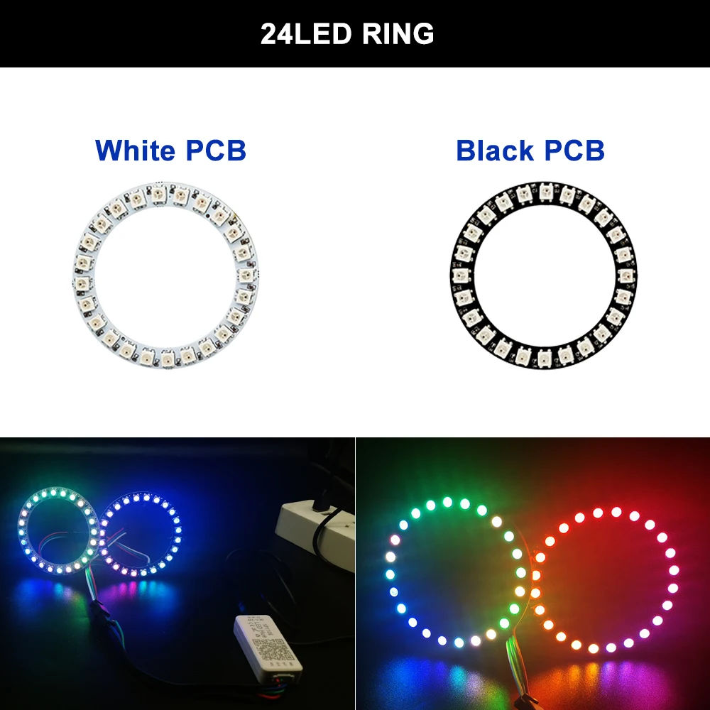 WS2812B Individually Addressable Led Ring 5050 RGB With USB 28Keys Bluetooth Music Controller Kit BuiIt-in 8/16/24/35/45 Pixels