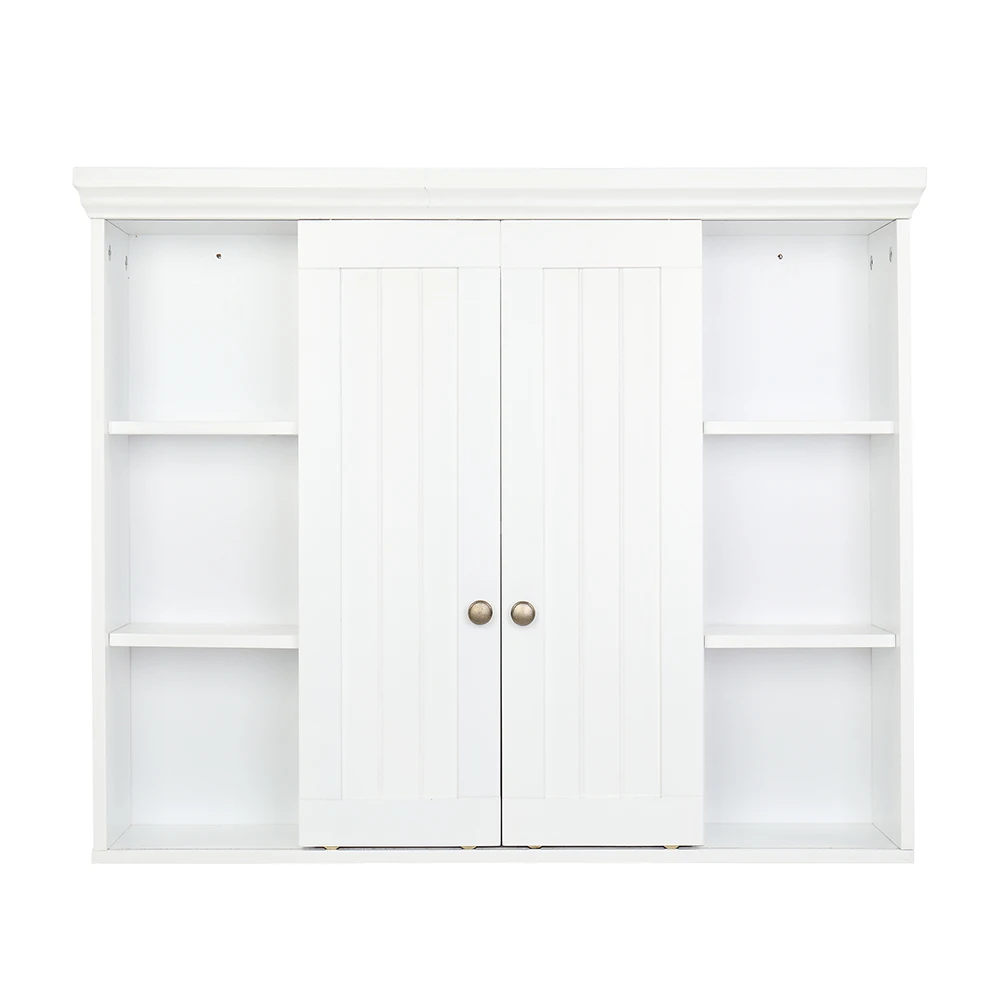 (80 x 15 x 65.5)cm Double Door Bathroom Wall Cabinet White Bathroom Cabinet Cupboard