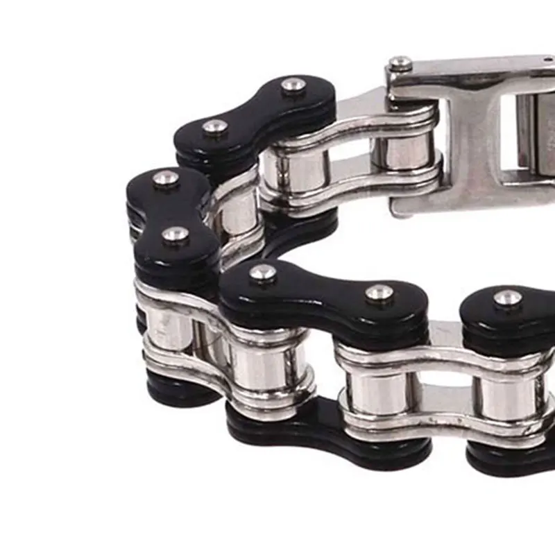 الرجال السود أساور أساور، السائق دراجة نارية سلسلة ربط أساور للرجال، فاسق الفولاذ المقاوم للصدأ الفاخرة الرجعية المجوهرات #5