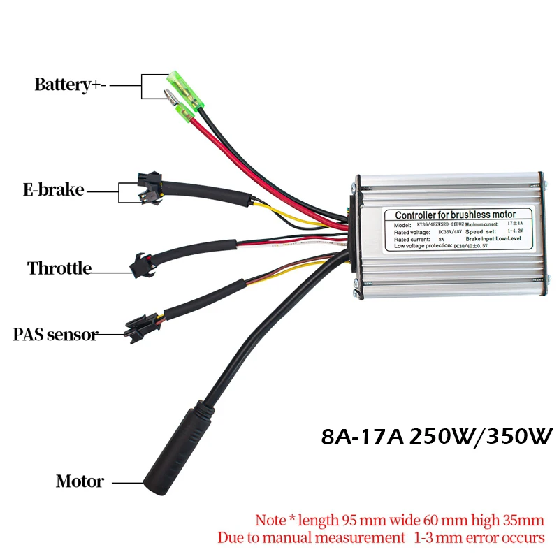 KT Controller Brushless 36V 48V bici elettrica 250W 350W sinusoidale Hall Sensor 15A 17A 6 Mosfet e-bike Scooter Controller Parts