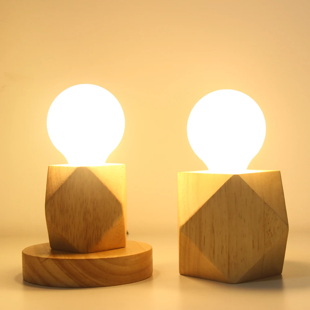 Lampe de Table rétro en bois, douille E27, support de Base de lampe de bureau Vintage, prise ue, lampe de chevet, décoration, Base en bois, lampe de