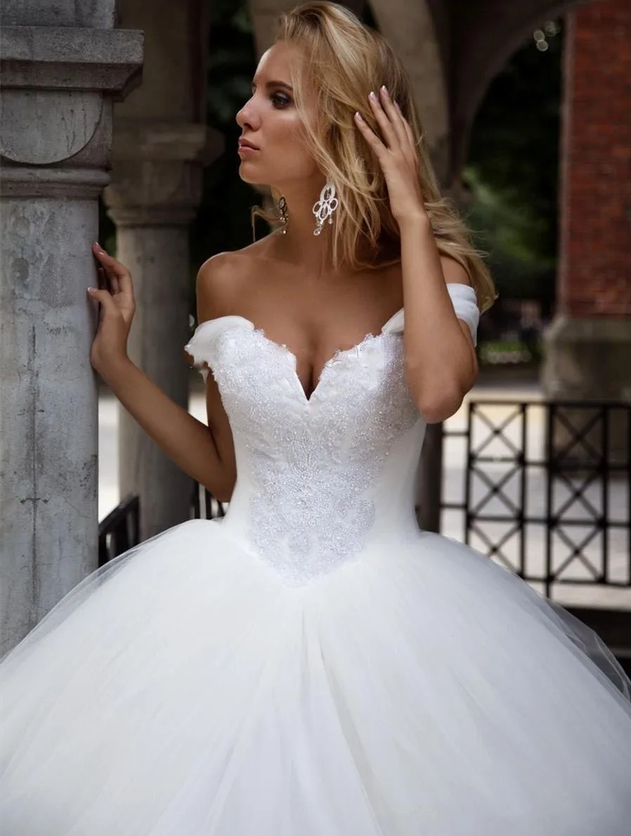 Robe De mariée en Tulle pur, Robe De bal en dentelle, Robe De mariée, modeste, personnalisée, grande taille, nouveauté